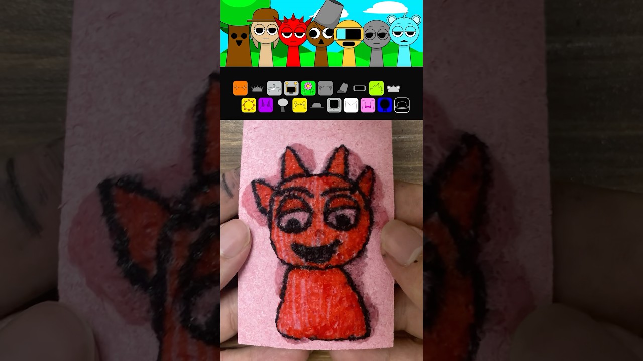 I drew a Red from Sprunki with a magic sponge 2 