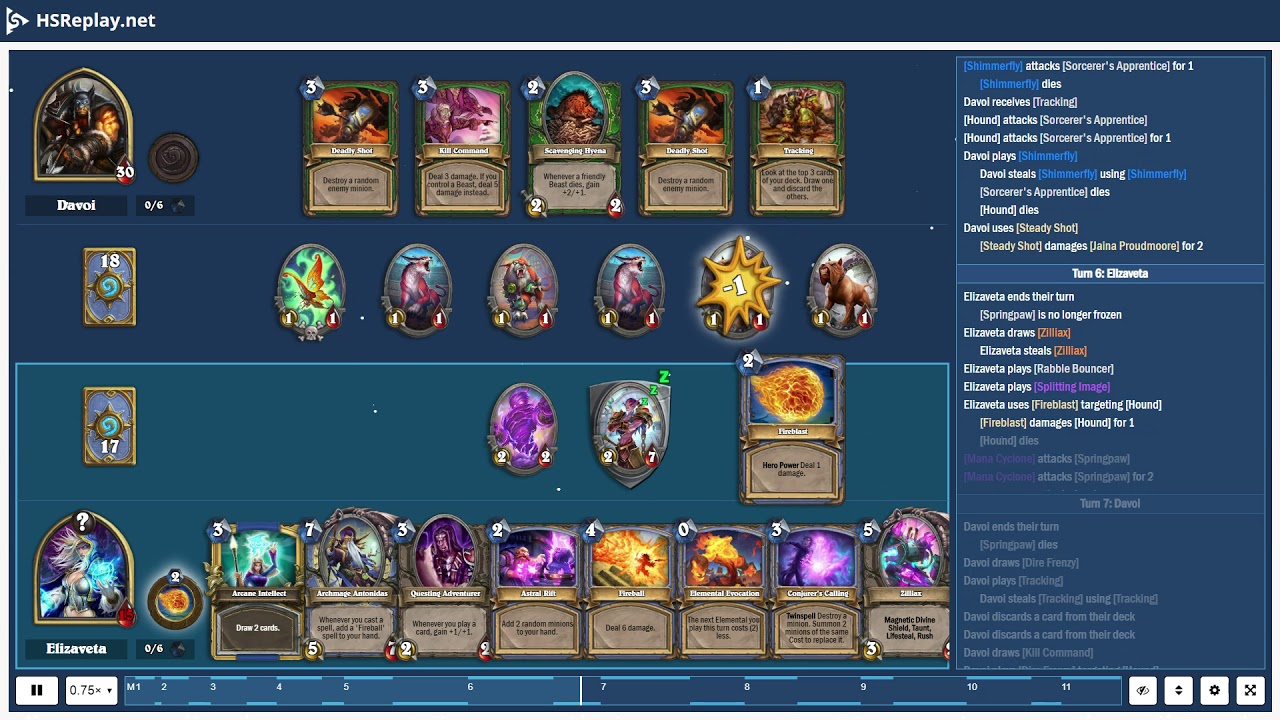 ProGaming - Hearthstone, Midrange Hunter(3558) vs Spell Mage(3675) by Davoi and Elizaveta, Ranked...