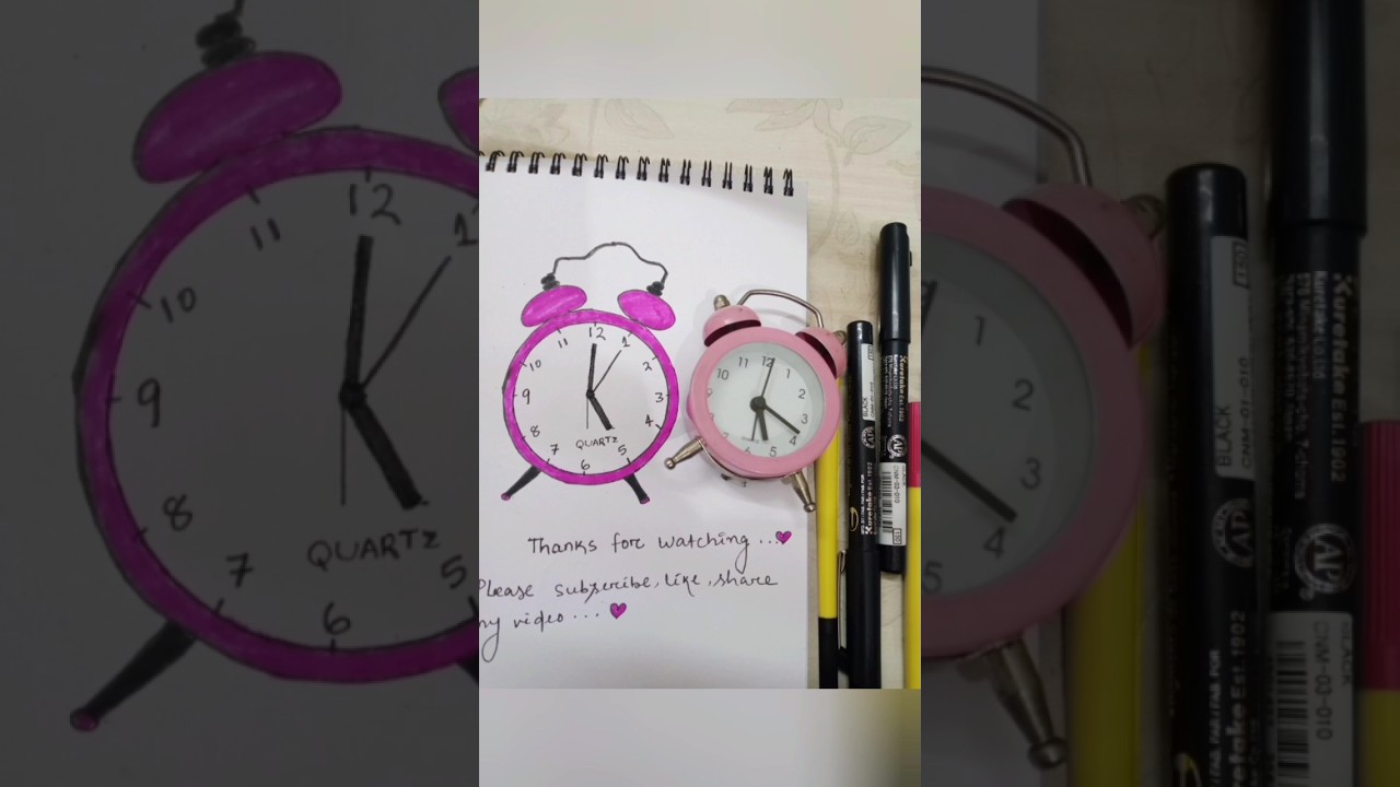 how to draw alarm clock ⏰ ⌚ watch 😭