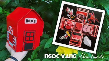 [Love box] Ý tưởng love box ngôi nhà đỏ - Exploding box - NGOC VANG