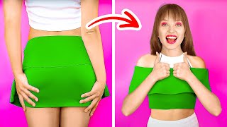 AWESOME CLOTHES HACKS FOR GIRLS ||Clothes Hacks \& Easy Fashion Tricks By 123GO! GOLD