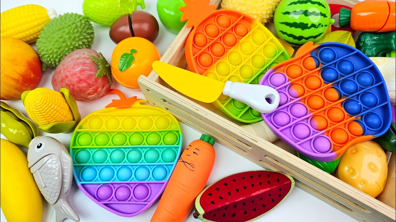 ASMR おままごと トントン♪おもちゃ 果物 カット音 Cutting Fruits Sounds ASMR with New Cutting Board Sound