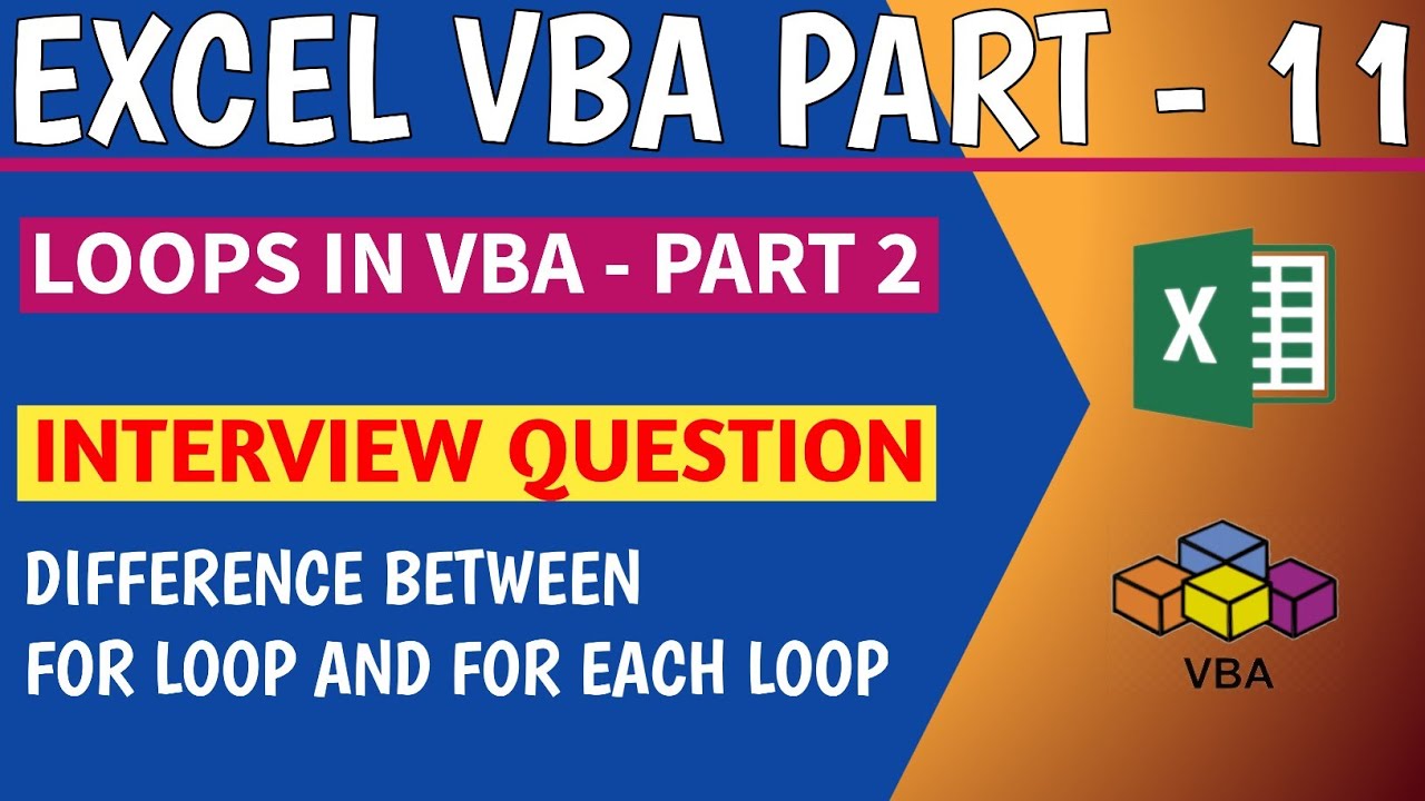 What is the difference between For Loop and for each loop in VBA? - YouTube
