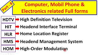 Mobil Phone, Computer and Electronics Related Full forms Part - 8