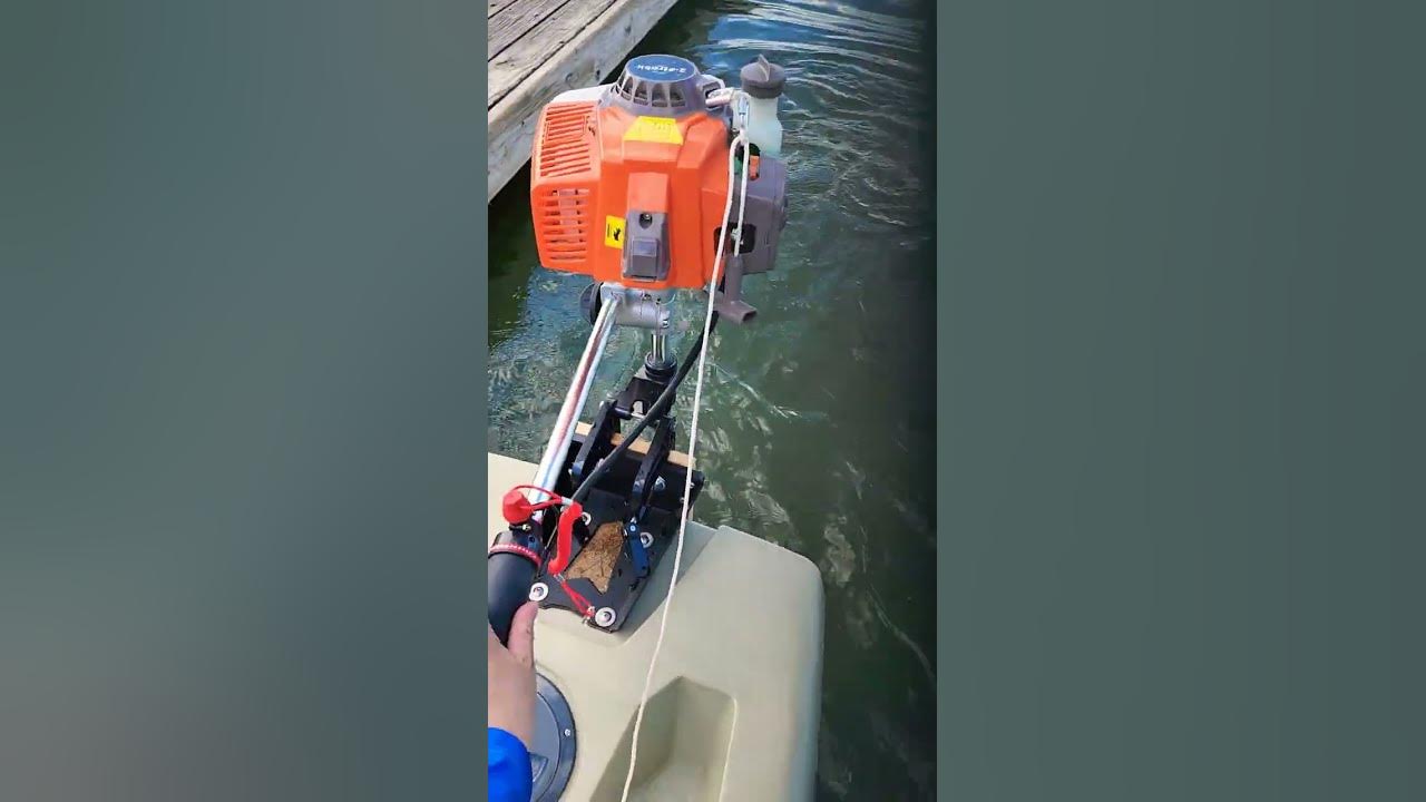 63cc 2 stroke kayak outboard first run!