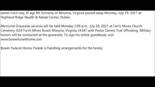 July 26 2021 Obituaries