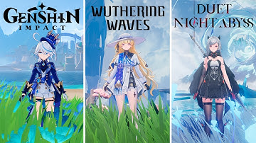Duet Night Abyss VS Genshin Impact VS Wuthering Waves - Details and Physics Comparison