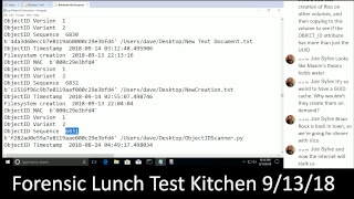 Forensic Lunch Test Kitchen 9/13/18