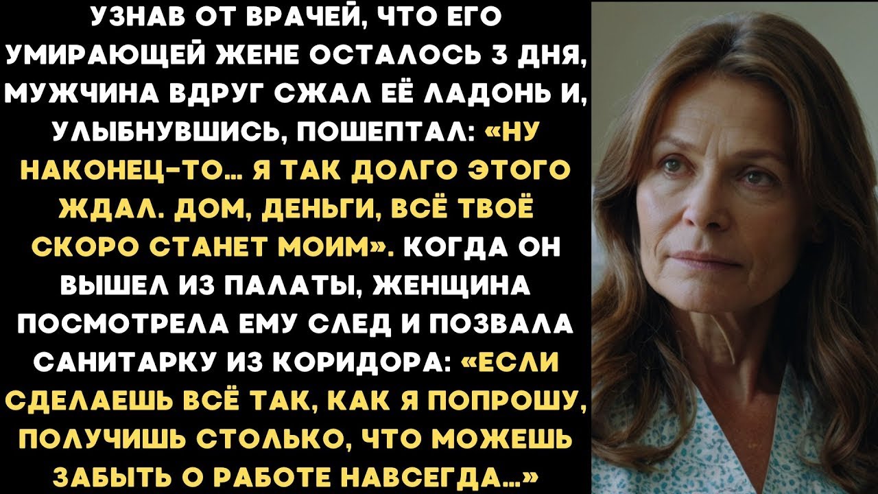Узнав, что его умирающей жене осталось 3 дня, мужчина сжал её ладонь и, улыбнувшись, прошептал...