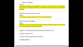 SERV-SAFE MANAGER'S COURSE CHAPTER 1 STUDYGUIDE EXAM QUESTIONSActual Qs and Ans