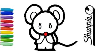 How to draw a cute mice easy for your baby. Coloring with markers.