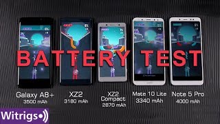 Sony Xperia XZ2 vs XZ2 Compact vs Galaxy A8+ 2018 vs Mate 10 Lite vs Redmi Note 5 Pro Battery Test