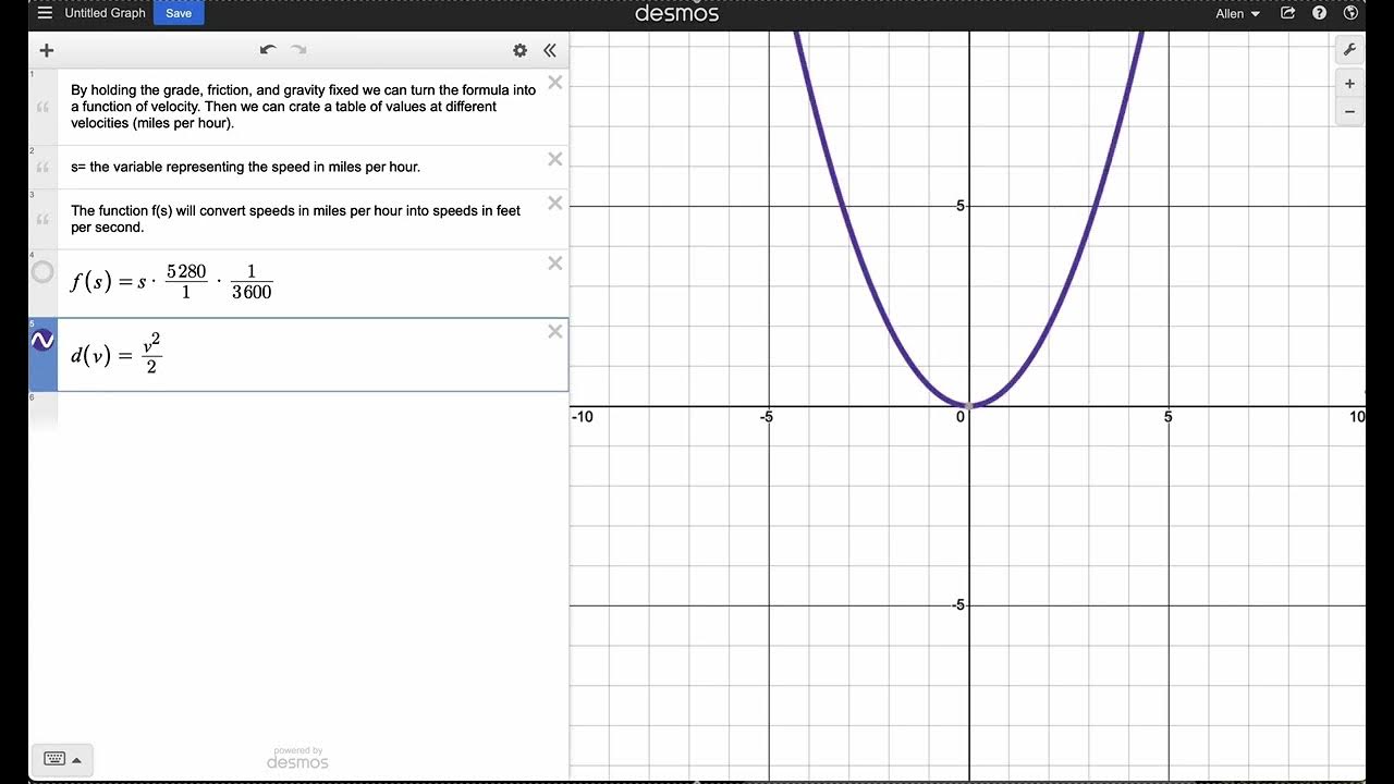 Use Desmos to create a table of values to investigate changes in one ...