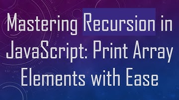 Mastering Recursion in JavaScript: Print Array Elements with Ease