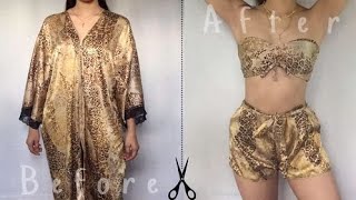 Transforming a Kimono Robe into Ruched Bra with Short (DIY, Philippines 2020)