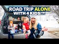 My solo road trip with 4 kids in freezing weather travel vlog