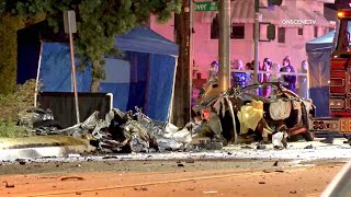 Three Dead, Car Demolished In Horrific Crash | Burbank