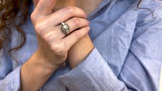 Vidéo: Bague diamants taille ancienne en Or gris et platine vers 1965. taille 51.