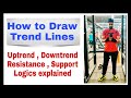 How to Draw - Trend Lines in Intraday charts - Uptrend - Downtrend - Support - Resistance - Logic