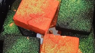 dyed gym chalk blocks 🧡🖤 and glitters #dyedgymchalk #asmrsounds #crunchyasmr #dusty