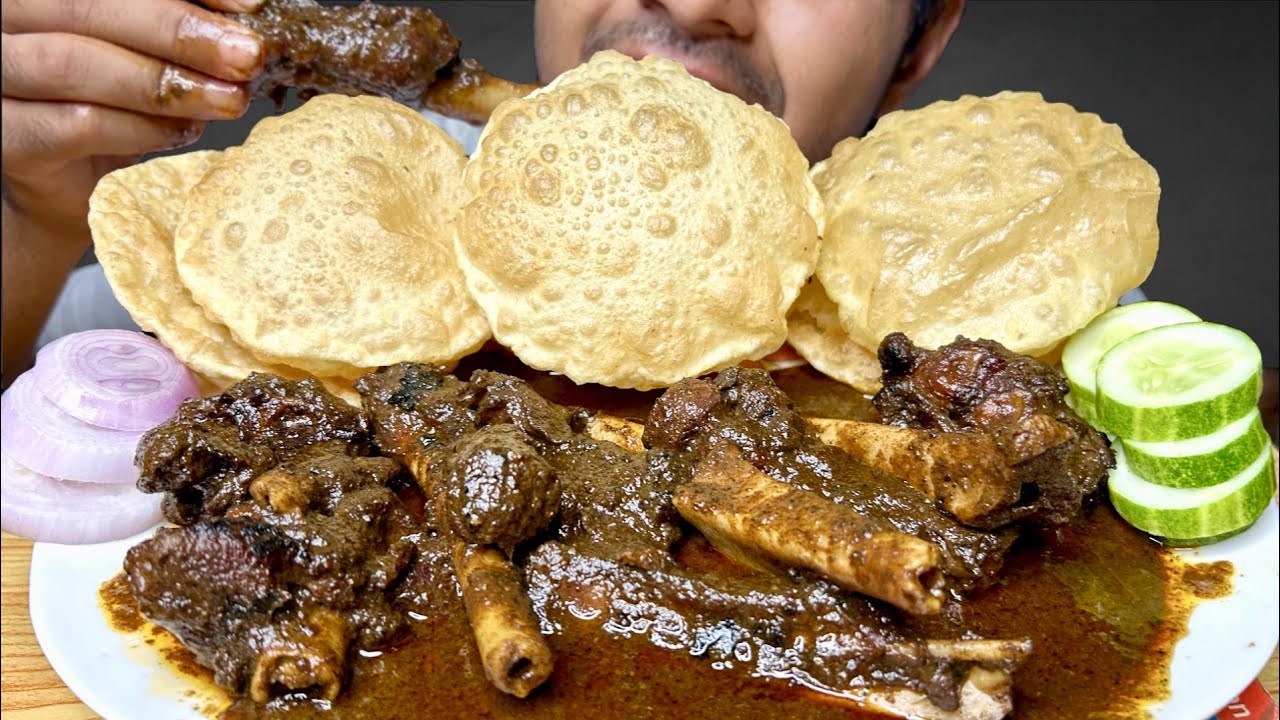 WOW Eating Mutton Nalli Curry with Soft Soft Poori Eating Show #mukbang #food #foodie