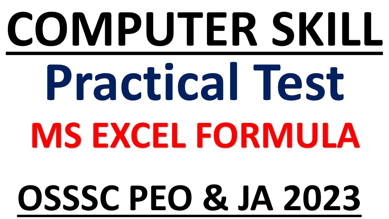 OSSSC PEO & JA Skill Test || Ms Excel || Formula SUM MAX MIN AVG || Exams Odia ||