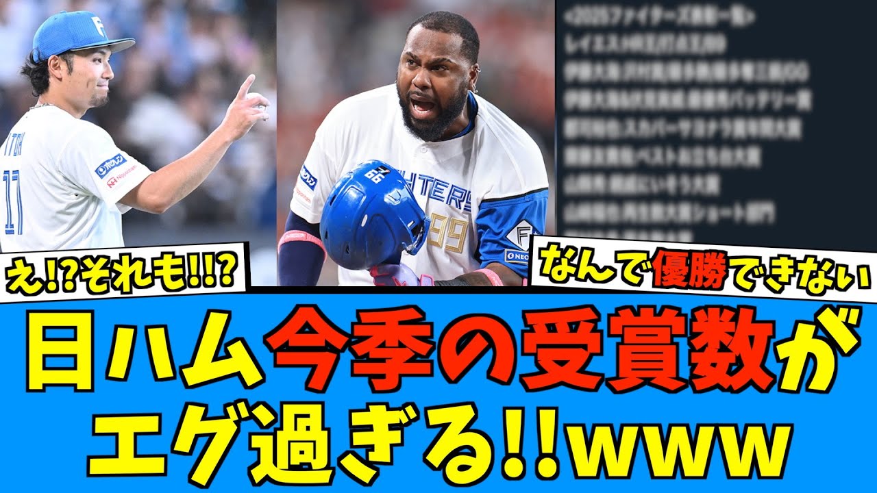 【そんなに！？】日ハム今季獲得した受賞がエグすぎた件【日ハム なんJ 反応集】ファイターズ 伊藤大海 レイエス パテレ パリーグTV 齋藤 ...