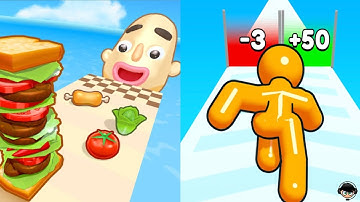 Sandwich Runner, Tall Man Boy,Burger Runner,Juice Run, Build a Queen All Levels Speed Run Gameplay!