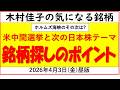 ホルムズ海峡/米中間選挙と日本株/次のポイント【木村佳子の気になる銘柄】2026年4月3日(金)昼 版