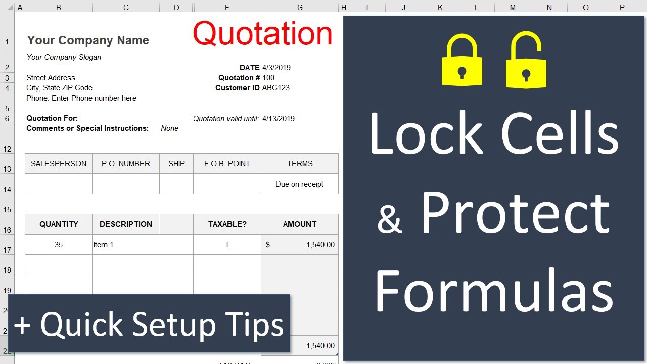 Lock Cells in Excel to Protect them from being Changed