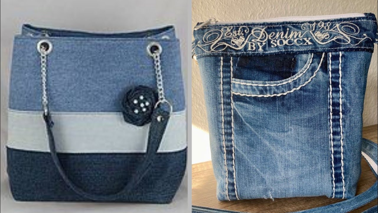 Trendy recycled denim shoulder bags /Best denim handbags