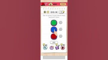 brain test 192 - click on green 3 times. blue 10 times and red 5 times.