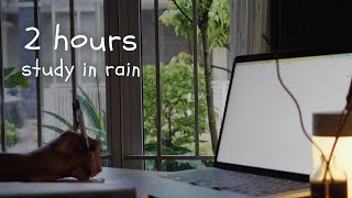 heavy rain STUDY WITH ME | 2hours pomodoro 4 x 25 minutes | chill study