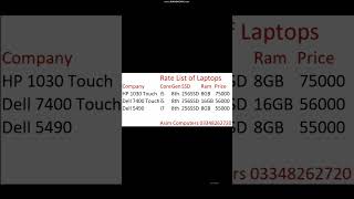 Rate list of hp and dell laptops 8 generation