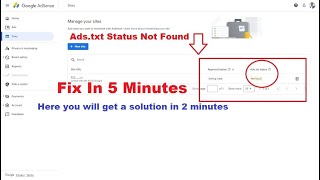 How to solve ads.txt status not found in Google Adsense 2023 | Fix In 5 Minutes 100% Proof #adsense