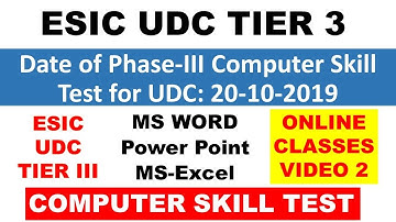 ESIC UDC PHASE 3 PART 2 VIDEO SERIES MS WORD | ESIC UDC PHASE 3 COMPUTER SKILL TEST VIDEO