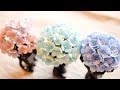 小雨の合間に。つまみ細工で紫陽花の髪留め作り。diy craft hydrangea hair clip