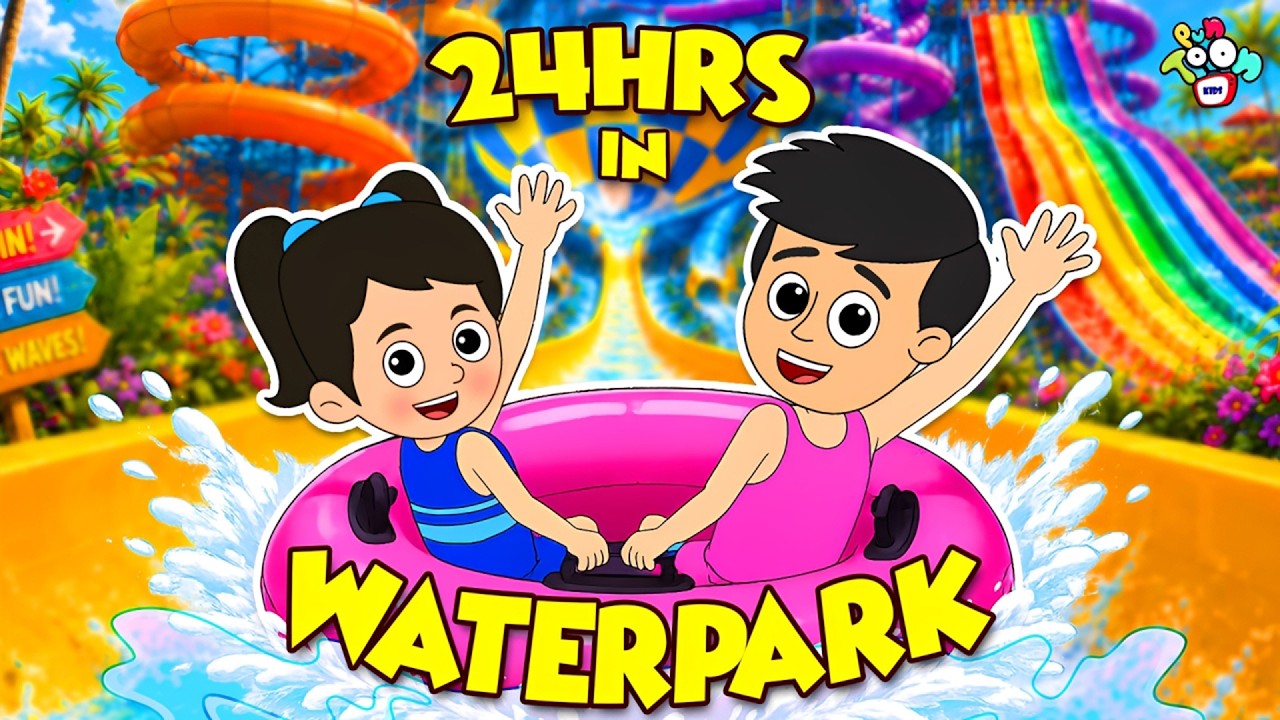Living 24 Hours In Waterpark | 24 Hours Challenge | Cartoon | Hindi Kahaniya |PunToon Kids Hindi