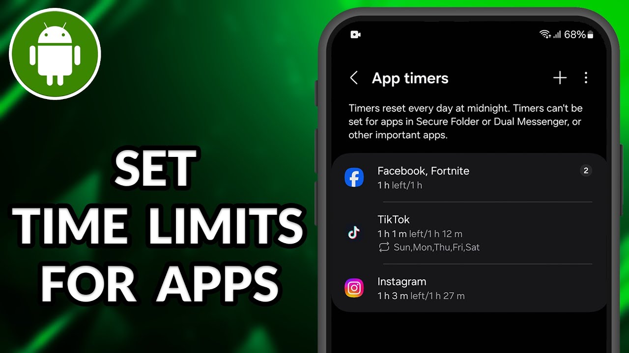 How To Set Time Limit For Apps On Android - YouTube