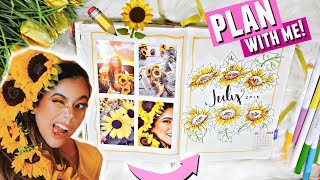 PLAN WITH ME! ✏️📅 | July 2018 Bullet Journal Setup (Sunflower theme)