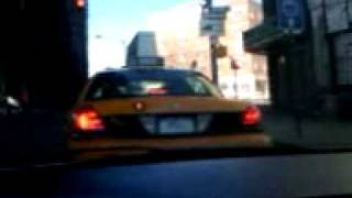 Nyc taxi with the emergency light flashing