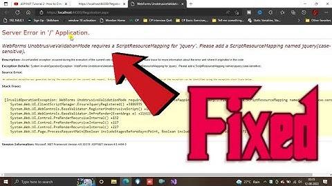 WebForms Unobtrusive validation mode requires || How to solve server error in application