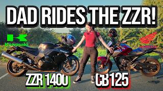My Dad Rides The Monster Kawasaki ZZR1400! (Father & Daughter Ride)