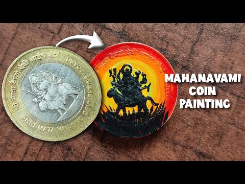MAHANAVAMI COIN PAINTING #paintingmahanavmi #navmipainting #durgafestivaldrawing