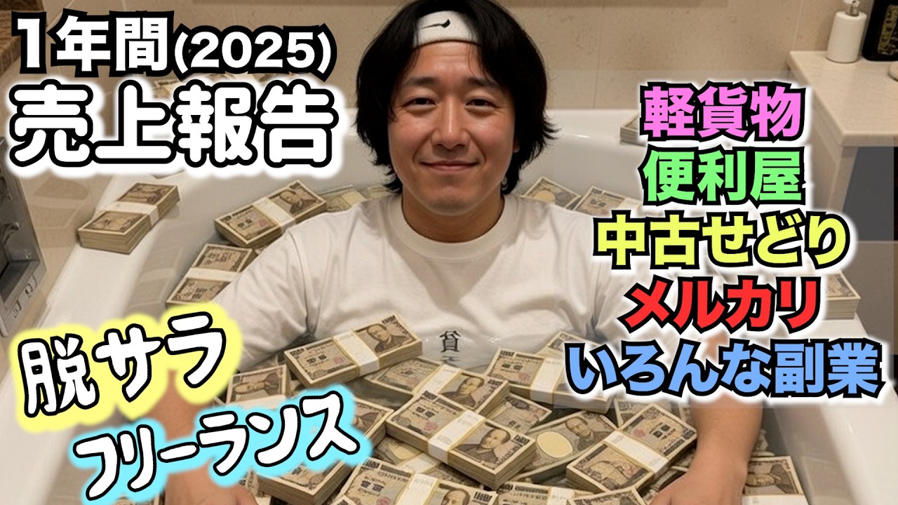 【フリーランス】１年間(2025)の総売上報告！　元運送屋が脱サラして、いろんな副業、便利屋、軽貨物、せどり、メルカリ、YouTubeなどやってます！