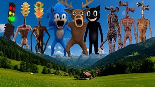 TEAM 99 Nights In The Forest (The Sonic & Cartoon Cat Deer) VS TEAM Siren Head VS TEAM Traffic Head