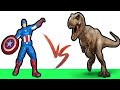 Super captain america vs big bad trex  animated play toys