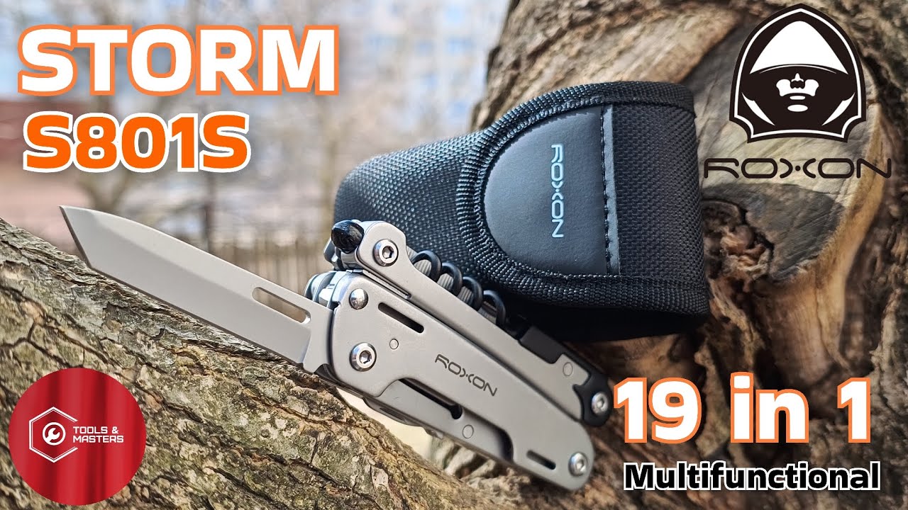 ROXON S801S 16-in-1 Updated Version STORM Multifunction Tool with Corkscrew Pocket Multitool, Multitool with 9 Pcs Bits Group. Multitool for Camping and Hiking