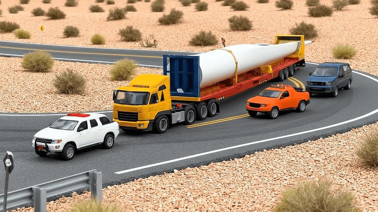 RC Toy Wind Turbine Blade Haul 🛻 | Oversized Heavy Transport Challenge