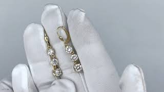 Vidéo: Boucles d'oreilles Pendantes en or jaune 18k avec 3,0 Cts de Diamants